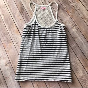 UO Lux Striped Tank w/ Lace Racerback
